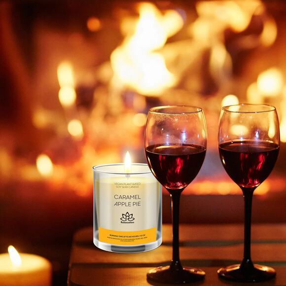 CARAMEL APPLE PIE Soy Wax Candle in Glass Jar (10 oz) - Picture 4 of 6